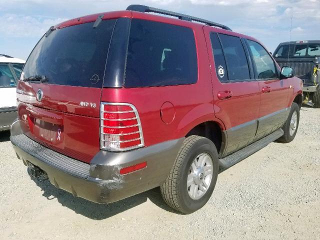 4M2ZU86W94UJ11662 - 2004 MERCURY MOUNTAINEE RED photo 4