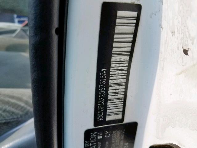 KNDUP132256731534 - 2005 KIA SEDONA EX WHITE photo 10