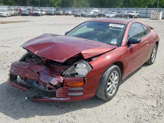 4A3AC44G9YE064401 - 2000 MITSUBISHI ECLIPSE GS MAROON photo 2