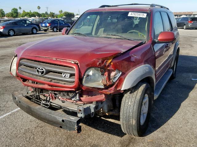 5TDZT34A21S037083 - 2001 TOYOTA SEQUOIA SR RED photo 2