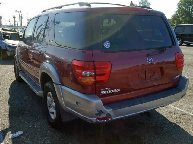 5TDZT34A21S037083 - 2001 TOYOTA SEQUOIA SR RED photo 3