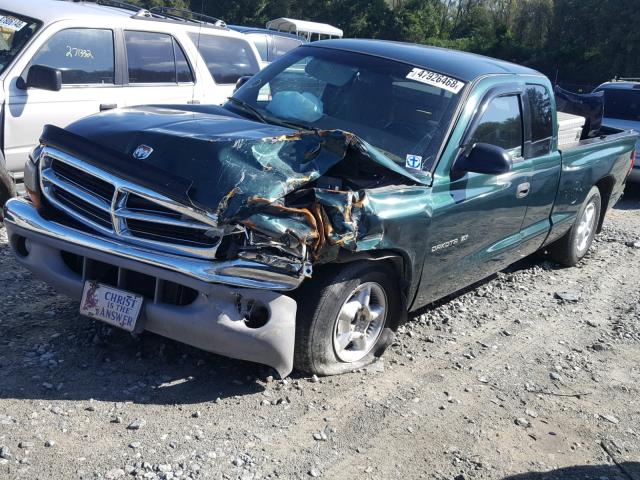 1B7GL22X7WS740458 - 1998 DODGE DAKOTA GREEN photo 2