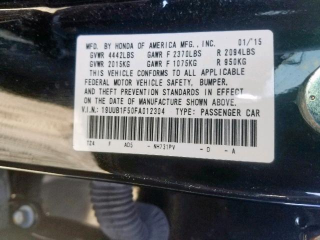 19UUB1F50FA012304 - 2015 ACURA TLX TECH BLACK photo 10