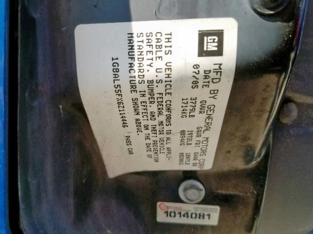 1G8AL55FX6Z114446 - 2006 SATURN ION LEVEL BLUE photo 10