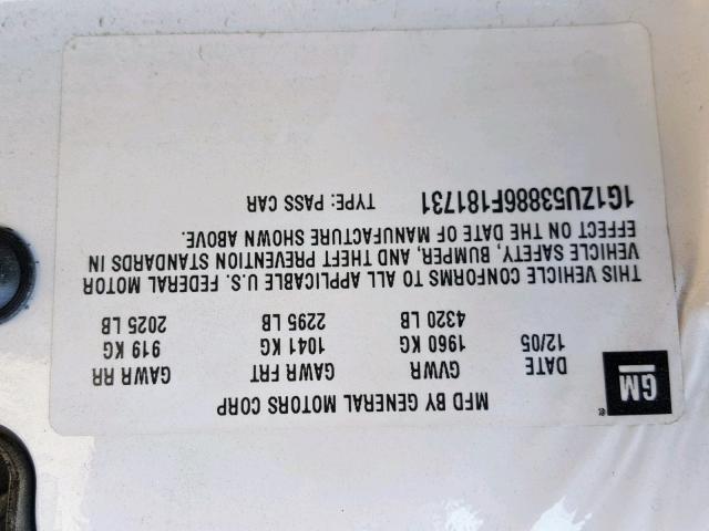 1G1ZU53886F181731 - 2006 CHEVROLET MALIBU LTZ თეთრი ფოტო 10