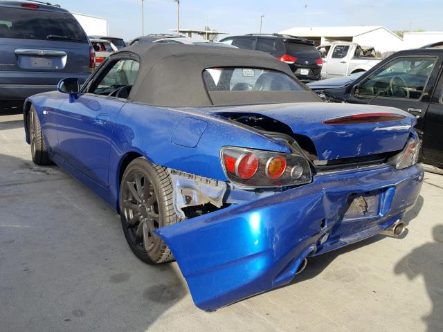 JHMAP21446S001578 - 2006 HONDA S2000 BLUE photo 3