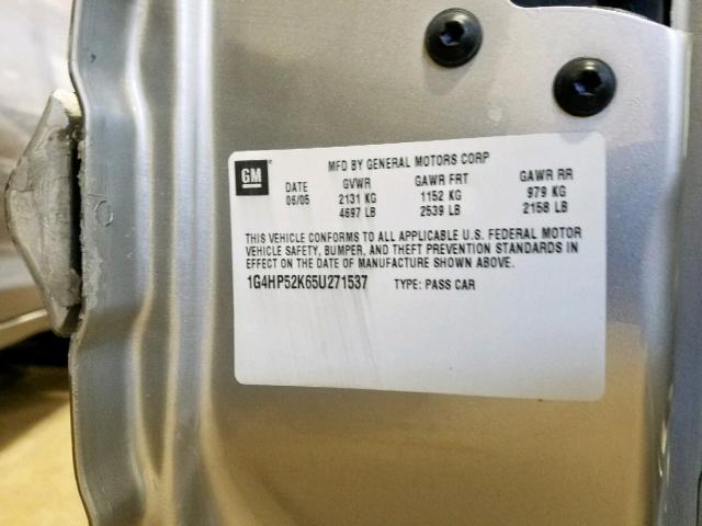 1G4HP52K65U271537 - 2005 BUICK LESABRE CU SILVER photo 10