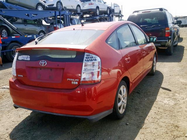 JTDKB20U077600049 - 2007 TOYOTA PRIUS RED photo 4