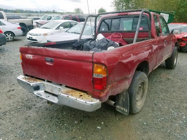 4TAWM72N6XZ458319 - 1999 TOYOTA TACOMA XTR RED photo 4