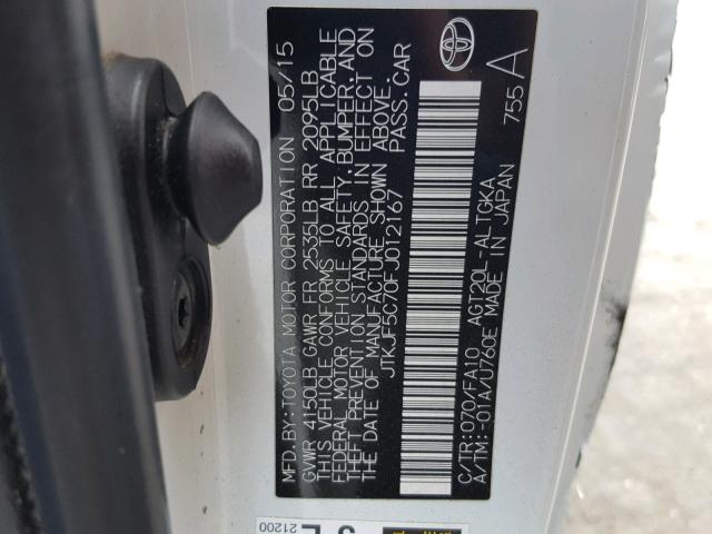 JTKJF5C70FJ012167 - 2015 TOYOTA SCION TC 白色 照片 10