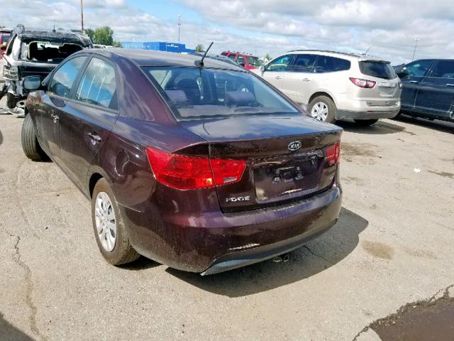 KNAFU4A28A5808393 - 2010 KIA FORTE EX BURGUNDY photo 3