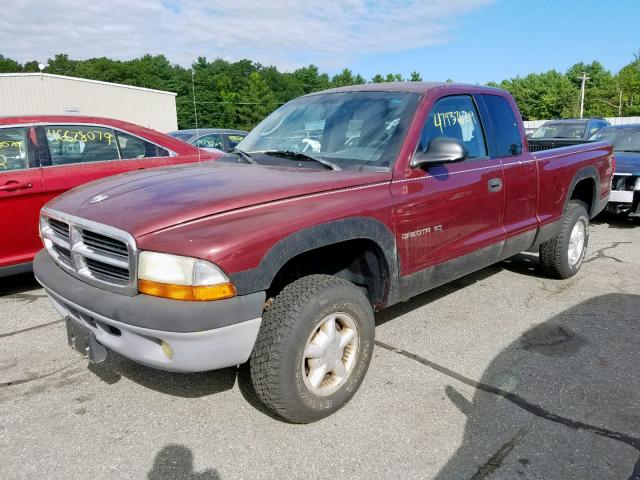 1B7GG42X82S707513 - 2002 DODGE DAKOTA SLT MAROON photo 2