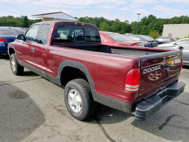 1B7GG42X82S707513 - 2002 DODGE DAKOTA SLT MAROON photo 3