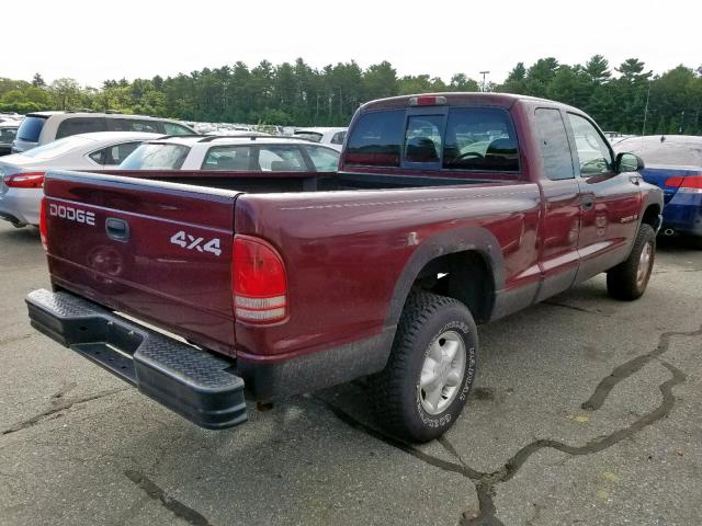 1B7GG42X82S707513 - 2002 DODGE DAKOTA SLT MAROON photo 4