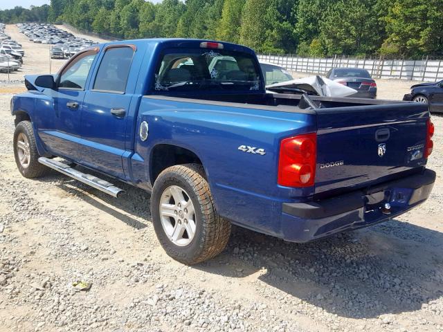 1D7HW38KX9S816603 - 2009 DODGE DAKOTA SXT BLUE photo 3