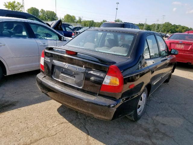 KMHCG45C51U236877 - 2001 HYUNDAI ACCENT GL BLACK photo 4