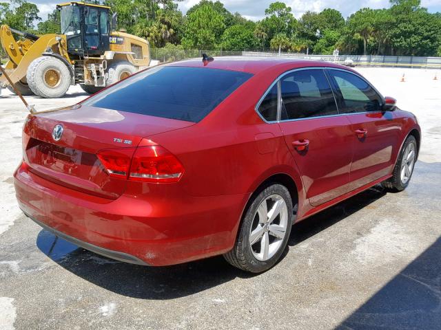 1VWBS7A30FC014022 - 2015 VOLKSWAGEN PASSAT SE RED photo 4