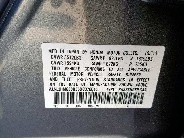 JHMGE8H35DC076815 - 2013 HONDA FIT GRAY photo 10