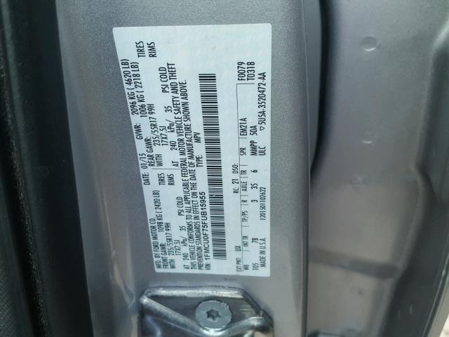 1FMCU0F75FUB15955 - 2015 FORD ESCAPE S SILVER photo 10