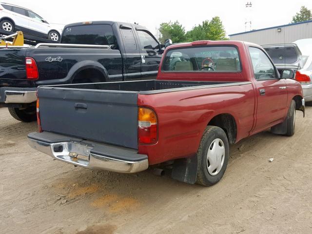 4TANL42N1WZ077523 - 1998 TOYOTA TACOMA BURGUNDY photo 4