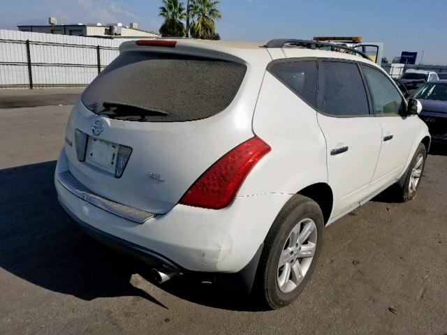 JN8AZ08T86W416512 - 2006 NISSAN MURANO SL WHITE photo 4