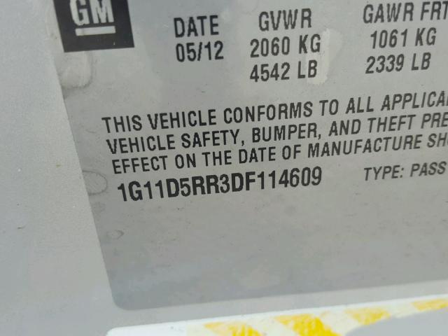 1G11D5RR3DF114609 - 2013 CHEVROLET MALIBU 1LT SILVER photo 10