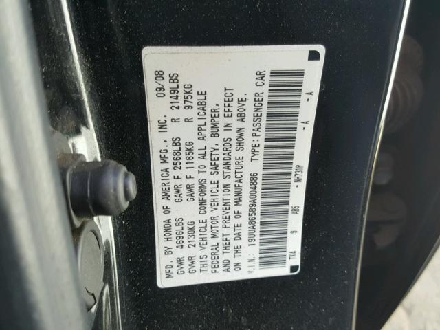 19UUA86589A004886 - 2009 ACURA TL BLACK photo 10