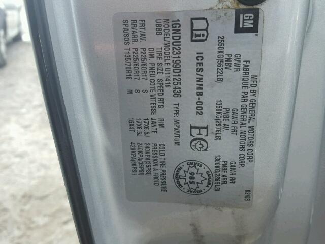 1GNDU23199D125436 - 2009 CHEVROLET UPLANDER L 银色 照片 10