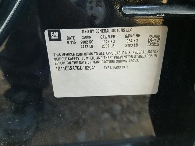 1G11C5SA7GU102941 - 2016 CHEVROLET MALIBU LIM 黑色 照片 10