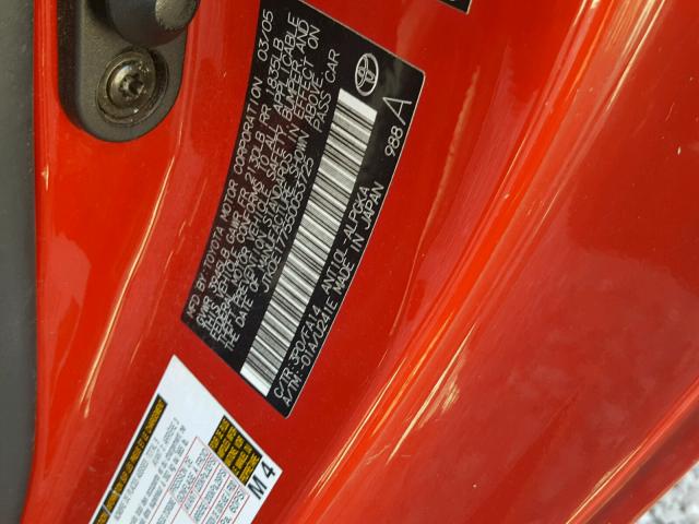 JTKDE177550053725 - 2005 TOYOTA SCION TC წითელი ფოტო 10