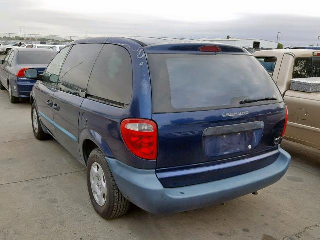 1B8GP25312B626538 - 2002 DODGE CARAVAN SE BLUE photo 3