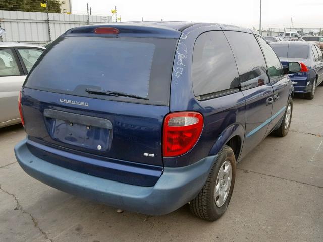 1B8GP25312B626538 - 2002 DODGE CARAVAN SE BLUE photo 4