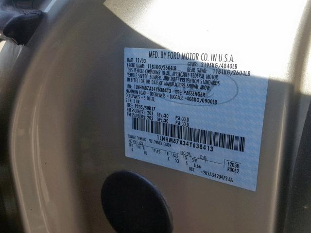 1LNHM87A34Y638413 - 2004 LINCOLN LS 米色 照片 10