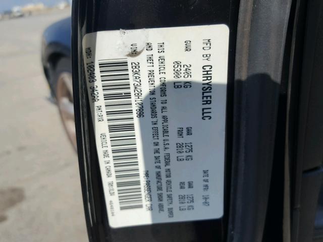 2B3KA73W28H107896 - 2008 DODGE CHARGER SR BLACK photo 10