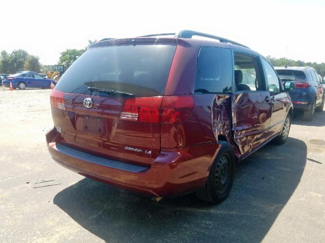 5TDZA23C85S358621 - 2005 TOYOTA SIENNA CE RED photo 4