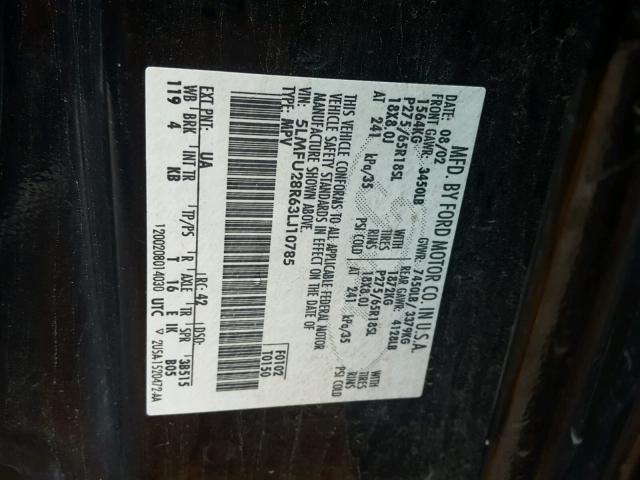 5LMFU28R63LJ10785 - 2003 LINCOLN NAVIGATOR Қара фото 10