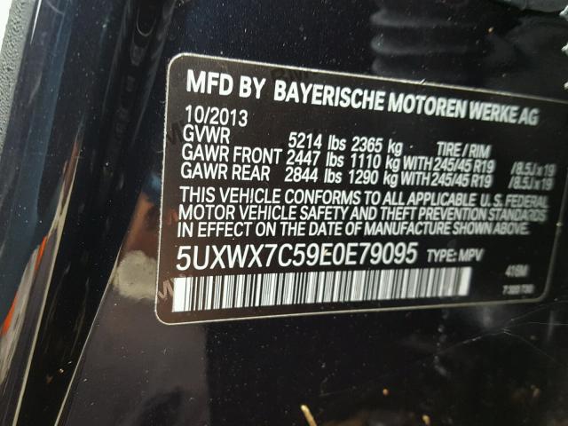 5UXWX7C59E0E79095 - 2014 BMW X3 XDRIVE3 BLUE photo 10