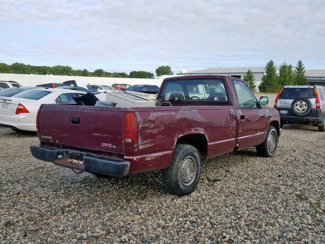 1GTEC14Z8PE512310 - 1993 GMC SIERRA C15 BURGUNDY photo 4