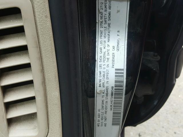 WAUML44D72N008340 - 2002 AUDI A8 L QUATT BLACK photo 10