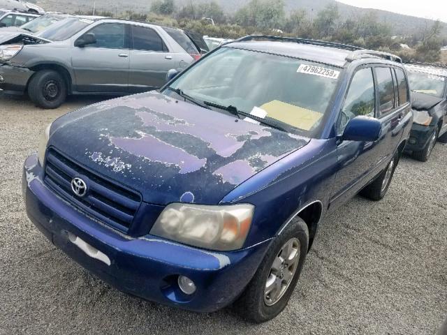 JTEEP21A350113805 - 2005 TOYOTA HIGHLANDER BLUE photo 2