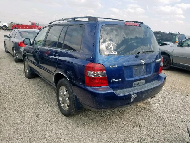 JTEEP21A350113805 - 2005 TOYOTA HIGHLANDER BLUE photo 3