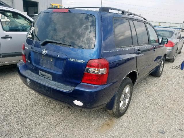 JTEEP21A350113805 - 2005 TOYOTA HIGHLANDER BLUE photo 4