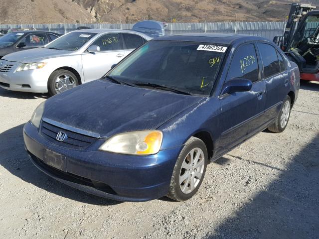 2HGES26771H596190 - 2001 HONDA CIVIC EX BLUE photo 2