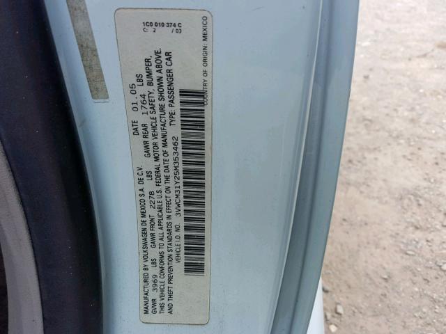 3VWCM31Y25M353462 - 2005 VOLKSWAGEN NEW BEETLE ლურჯი ფოტო 10