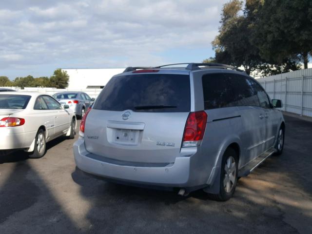 5N1BV28U94N343732 - 2004 NISSAN QUEST S SILVER photo 4