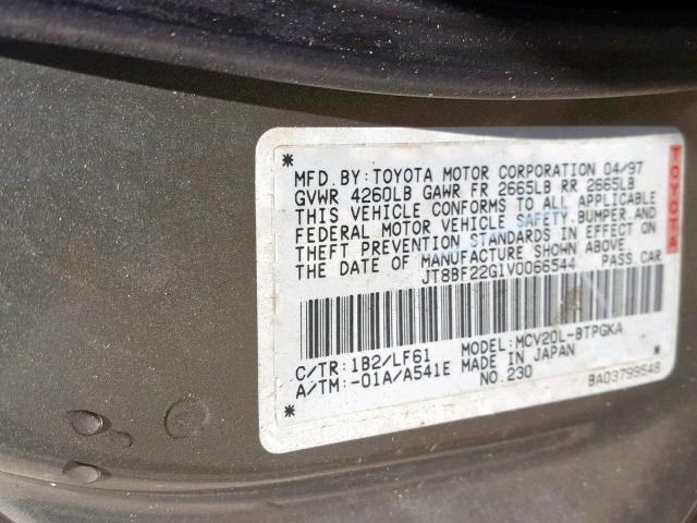 JT8BF22G1V0066544 - 1997 LEXUS ES 300 BROWN photo 10