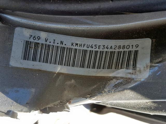 KMHFU45E34A288019 - 2004 HYUNDAI XG 350 GRAY photo 10