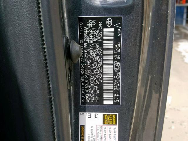 JTKJF5C74B3013904 - 2011 TOYOTA SCION TC 石墨色 照片 10