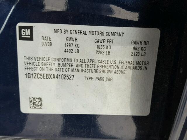 1G1ZC5EBXA4102527 - 2010 CHEVROLET MALIBU 1LT BLUE photo 10