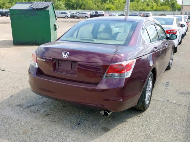 1HGCP26489A031116 - 2009 HONDA ACCORD LXP MAROON photo 4